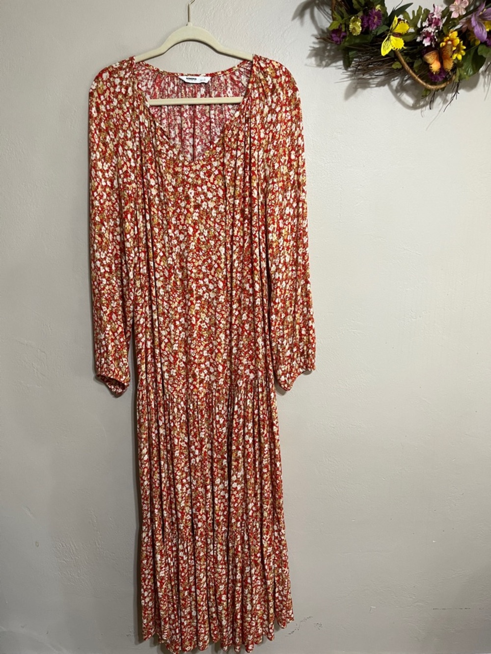Sonoma Rust Floral Long Sleeve Maxi Dress